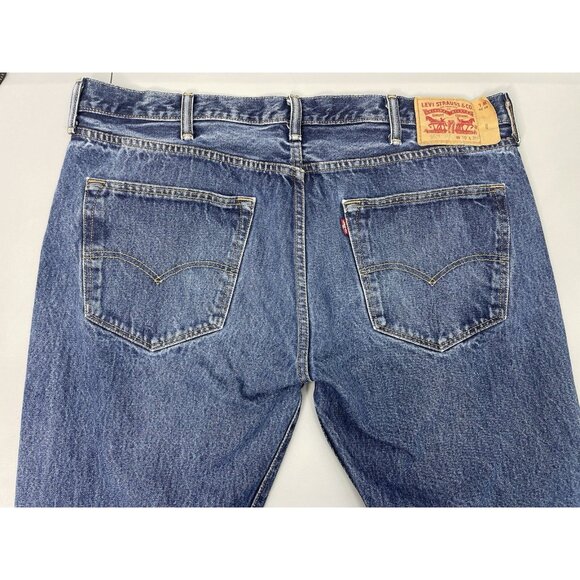 Levi’s 501 Jeans 40x29 Button Fly Straight Leg Blue Denim Mens - Picture 4 of 15